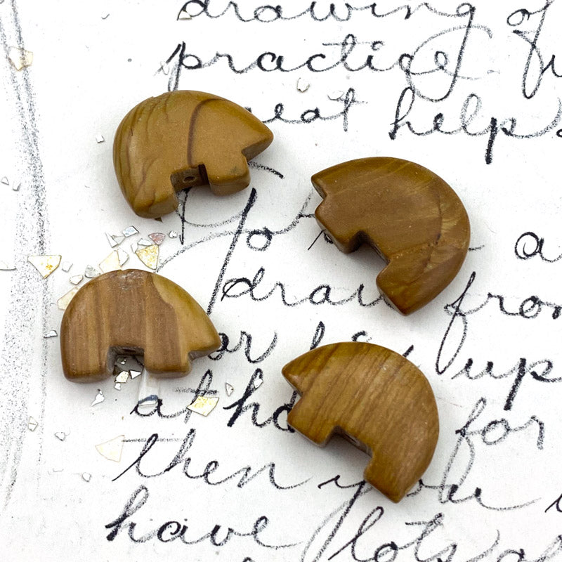 Picture Jasper Courage Bear Gemstone Beads - 4 Pcs