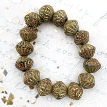 Load image into Gallery viewer, 9mm Etched Black with Picasso and Gold Finish Bicone Bead Strand

