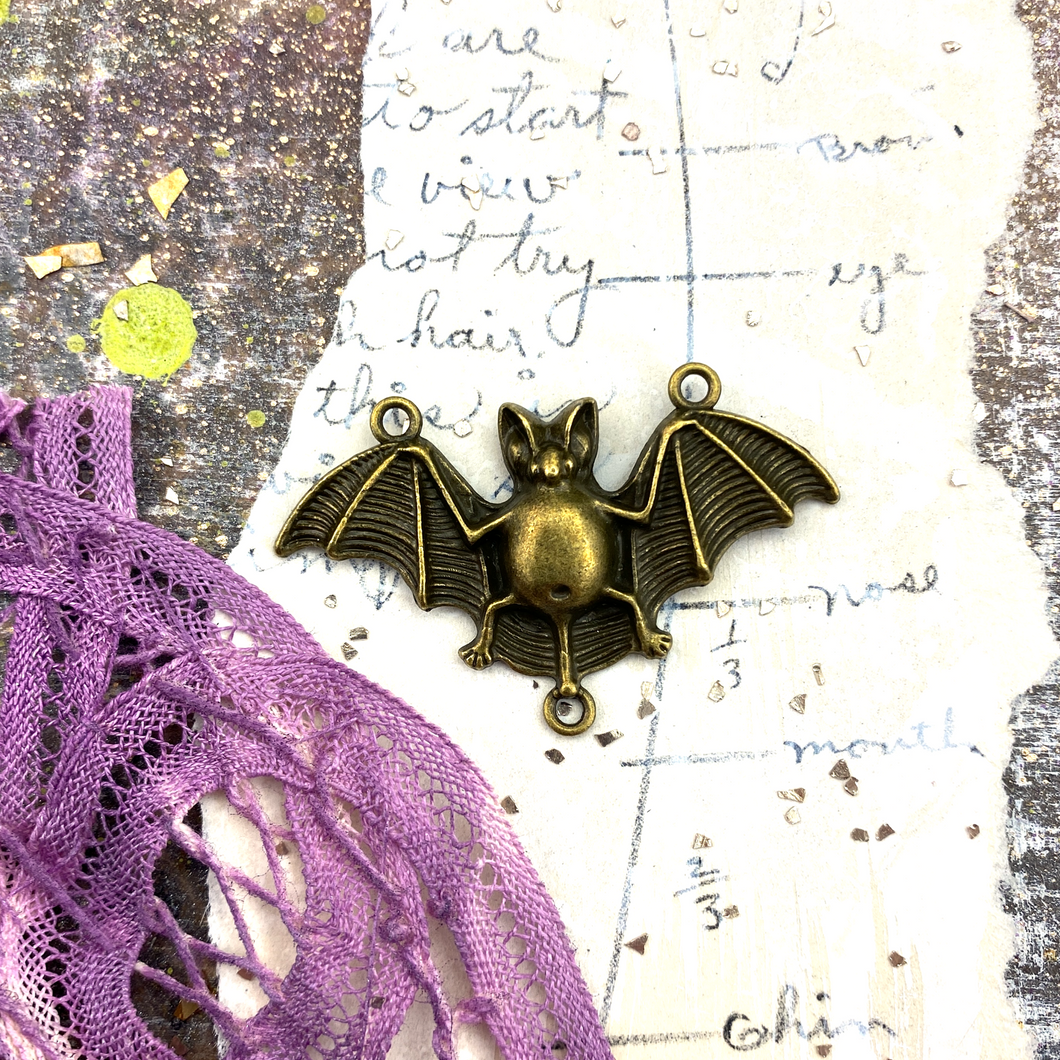 Antique Brass Bat Link Pendant