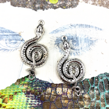 Load image into Gallery viewer, 51mm Coiled Silver Snake Link Charm Pair
