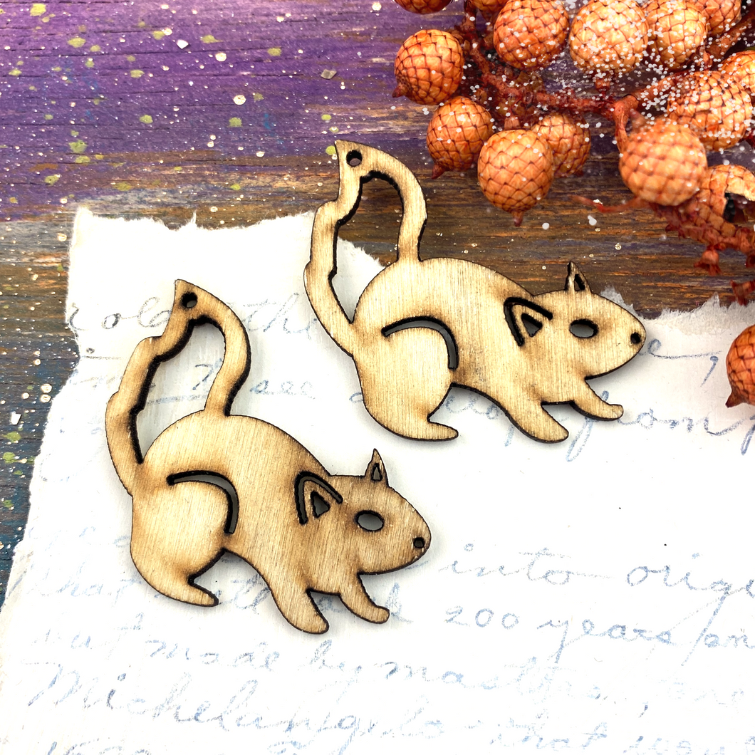 Large Wooden Squirrel Ornament Pair