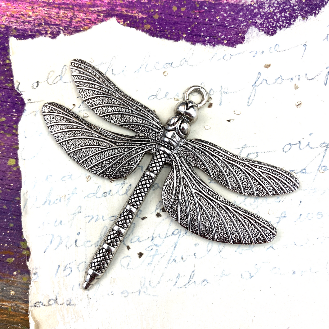 Thai Sterling Silver Plated Big Dragonfly Pendant