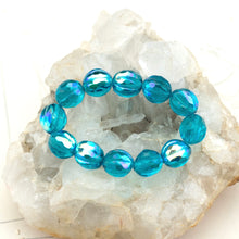 Load image into Gallery viewer, 10mm Turquoise with an AB Finish Faceted Melon Bead Strand
