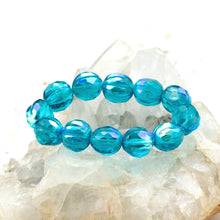 Load image into Gallery viewer, 10mm Turquoise with an AB Finish Faceted Melon Bead Strand
