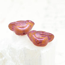 Load image into Gallery viewer, Matte Orange with a Metallic Pink Wash Czech Bird Beads - 2 Pcs
