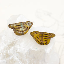 Load image into Gallery viewer, Dandelion with an AB Finish and a Bronze Wash Czech Bird Beads - 2 Pcs
