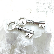 Load image into Gallery viewer, Antique Silver Skeleton Key Charm Pair

