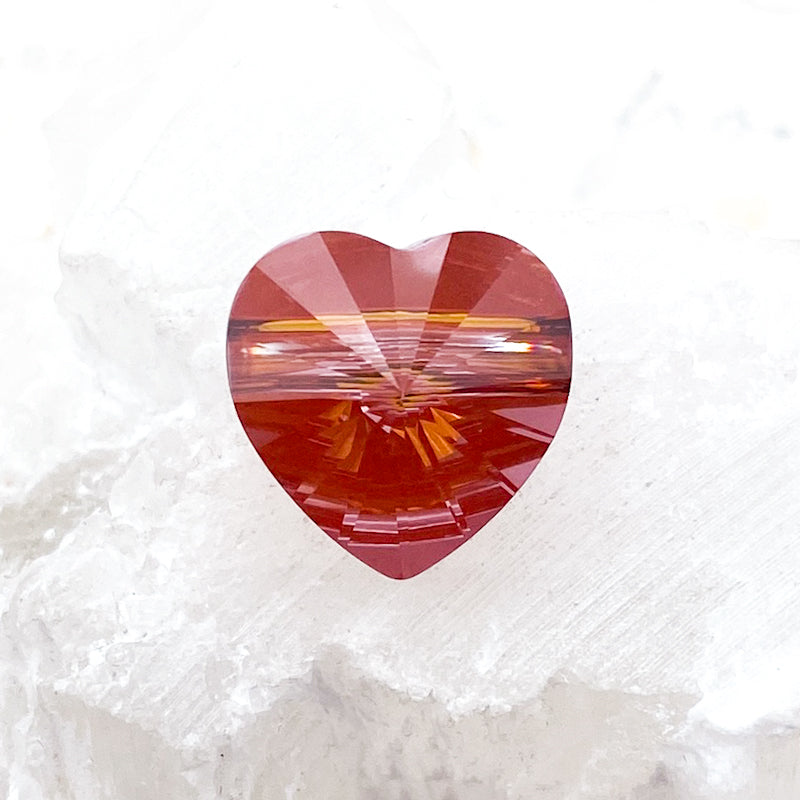 14mm Red Magma Premium Crystal Large Hole Heart Bead