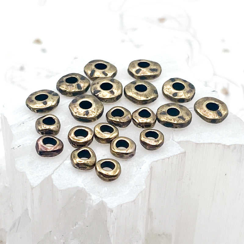 Brass Ox Large Hole Nugget Bead Mix for Leather - 20pcs
