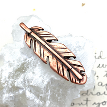 Load image into Gallery viewer, Antique Copper Large Feather Slider for 10mm Leather
