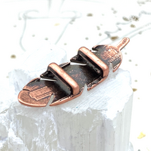 Load image into Gallery viewer, Antique Copper Large Feather Slider for 10mm Leather
