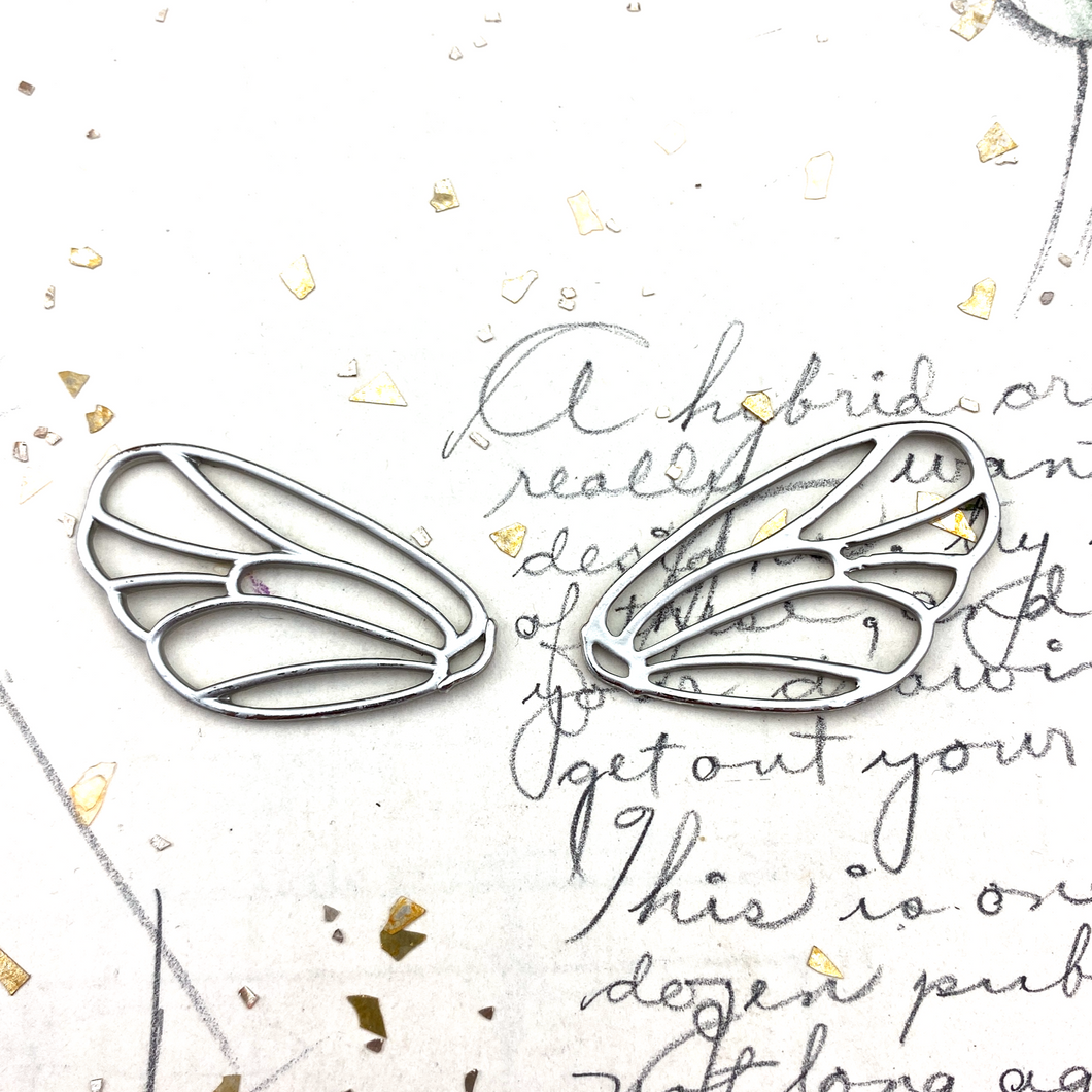 Silver Butterfly Wing Charm Pair