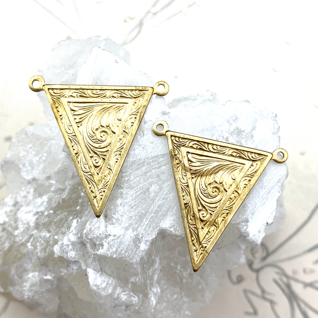 Deco Triangle Solid Brass Link Pair