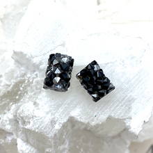 Load image into Gallery viewer, 8mm Jet Black Mix Premium Crystal Fine Rocks Tube Bead Pair

