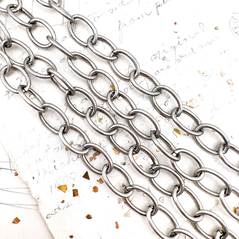 Antique Silver Large Cable Chain - 3 Feet