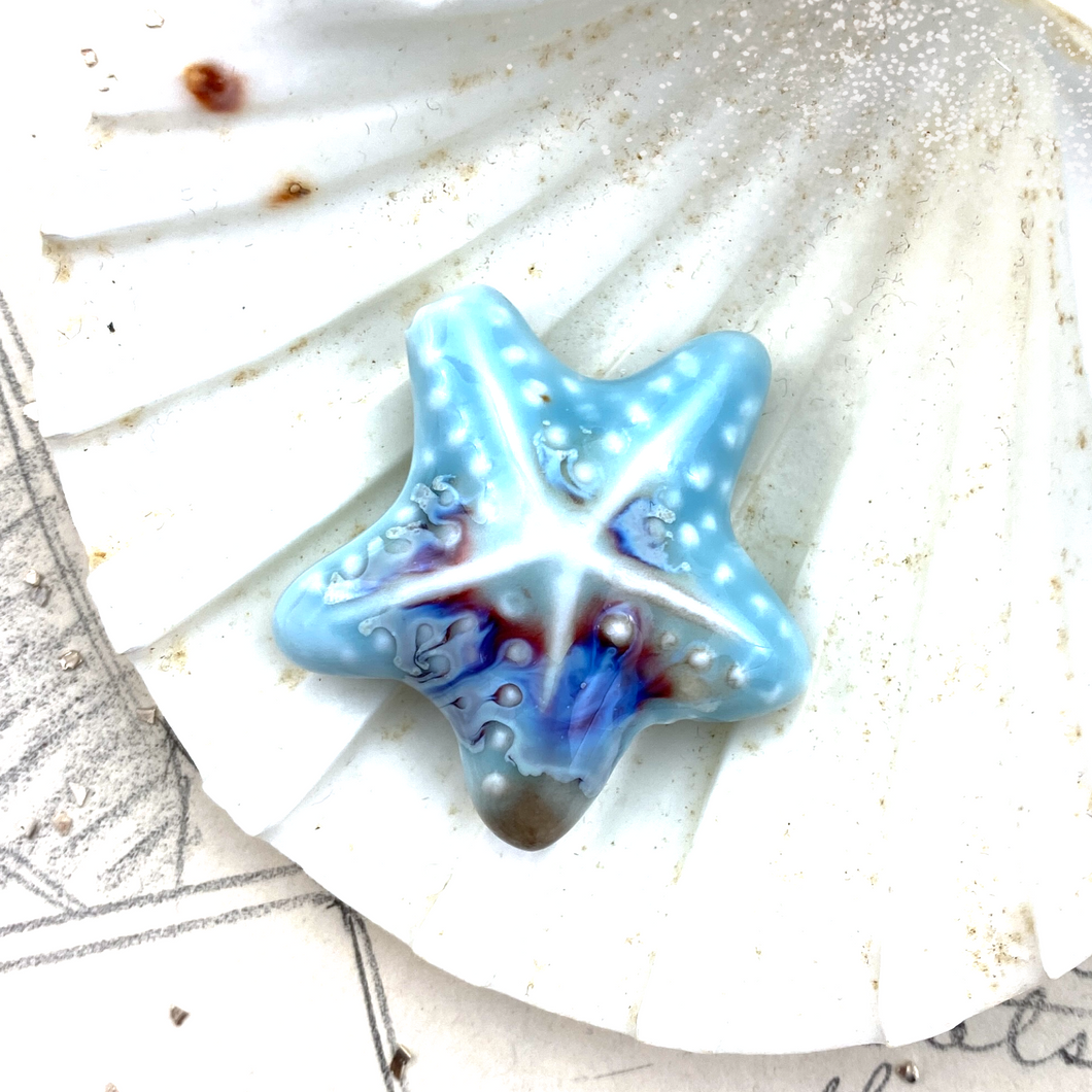 40mm Bright Blue Ceramic Starfish Bead