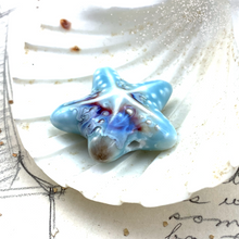 Load image into Gallery viewer, 40mm Bright Blue Ceramic Starfish Bead
