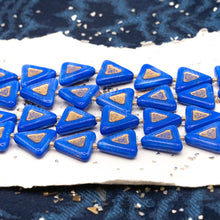 Load image into Gallery viewer, Blue and Gold Triangle Bead Strand
