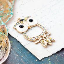 Load image into Gallery viewer, 57mm Shimmering Rhinestone Golden Owl Pendant
