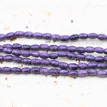 Load image into Gallery viewer, 4x6mm Etched Pastel Purple Rice Shaped Bead Strand
