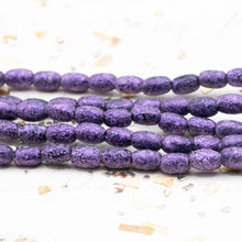 Load image into Gallery viewer, 4x6mm Etched Pastel Purple Rice Shaped Bead Strand

