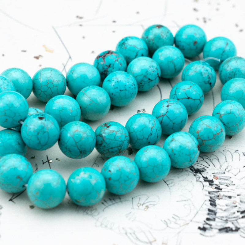 12mm Dyed Turquoise Round Gemstone Bead Strand