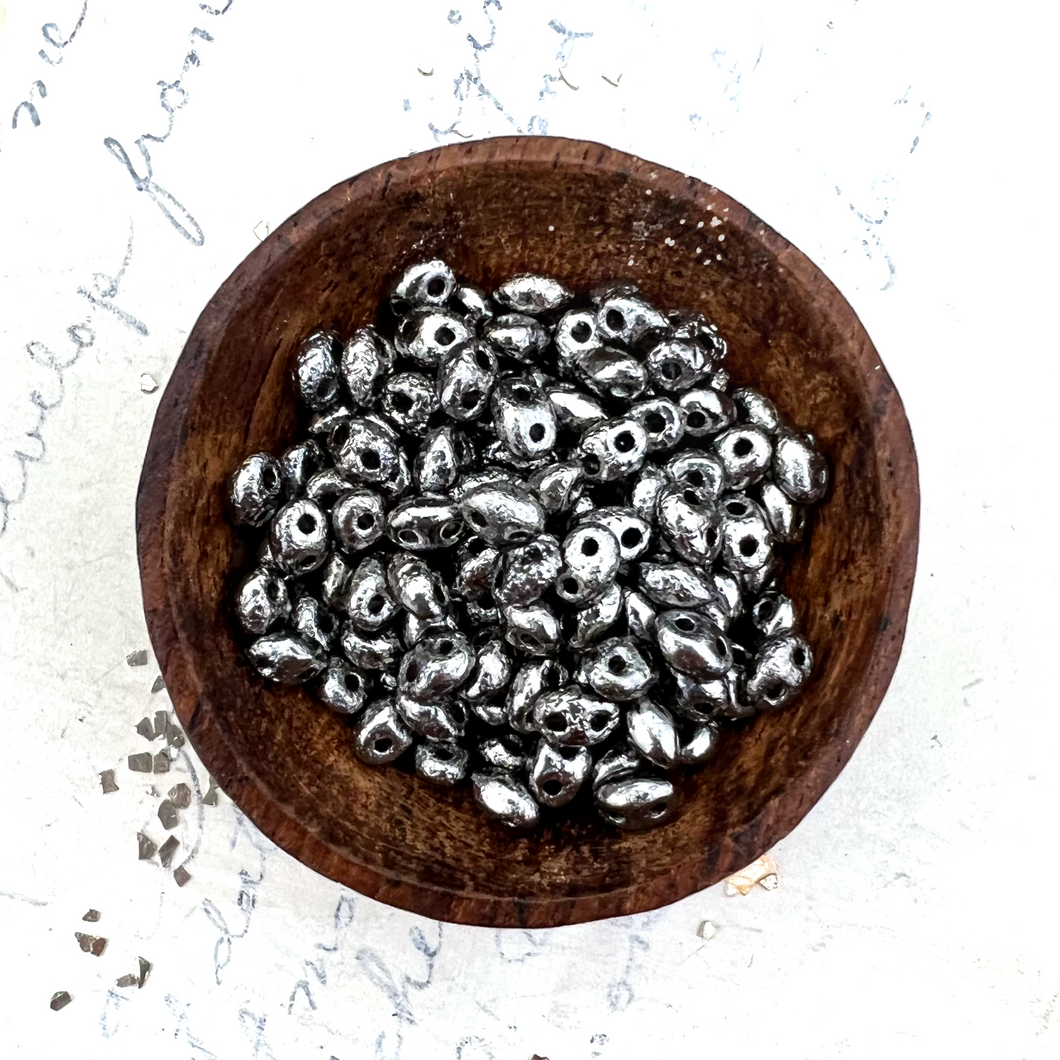 2.5x5mm Chrome Etched Pressed Superduo Beads