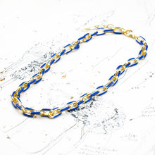 Load image into Gallery viewer, Blue Enameled Oval Link Chain Necklace
