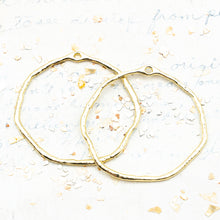 Load image into Gallery viewer, 42mm Large Gold Round Textured Hoop Pair
