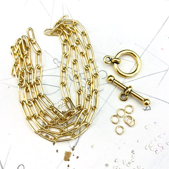 Gold Paperclip Chain Necklace Kit