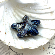 Load image into Gallery viewer, 40mm Ocean Waves Dark Blue Ceramic Starfish Bead
