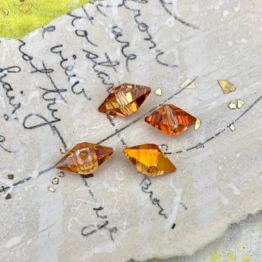 12mm Astral Pink Premium Crystal Double Spike Bead Set - 4 Pcs