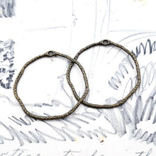Load image into Gallery viewer, Large Antique Brass Round Textured Hoop Pair
