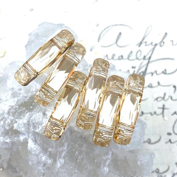 Golden Shadow Large 2-Hole Column Beads - 6pcs