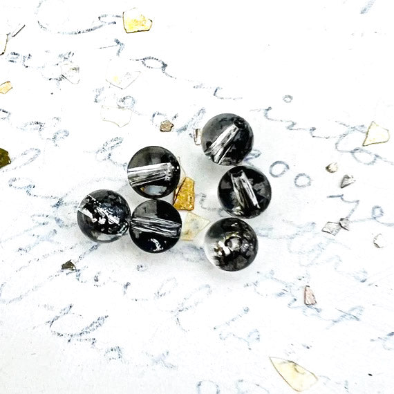 6mm Black Patina Crystal Globe Bead Set - 6 Pcs