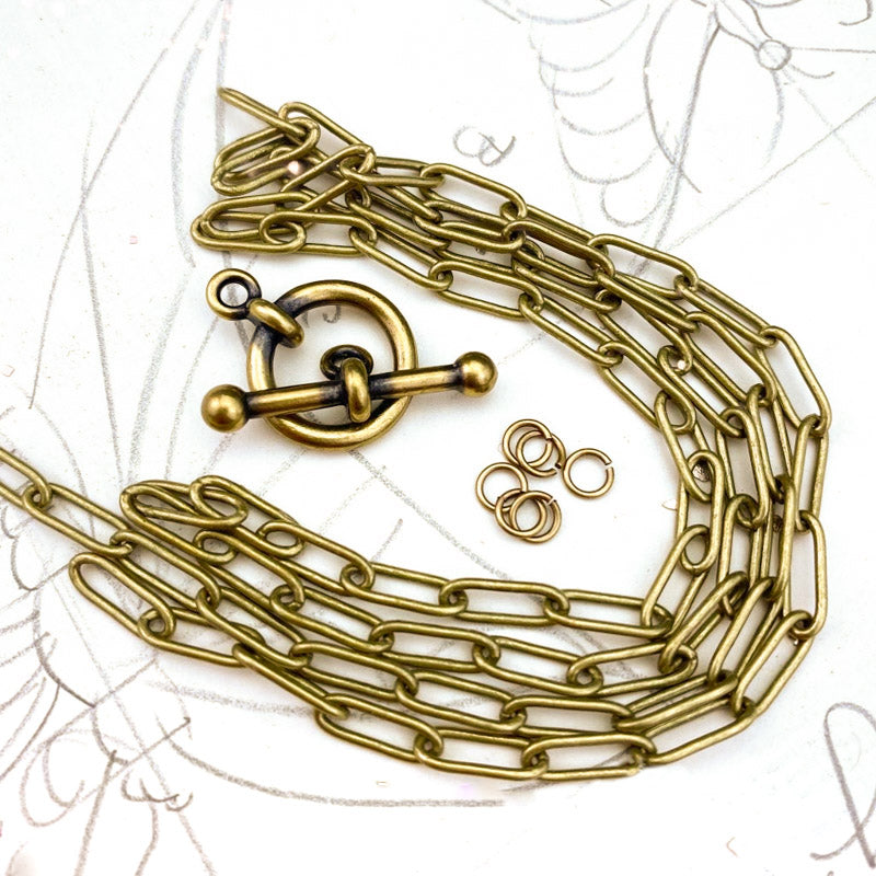 Antique Brass Paperclip Chain Necklace Kit