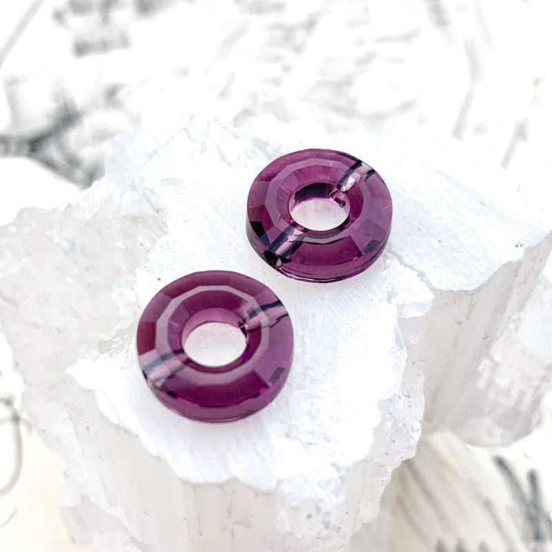 12.5mm Amethyst Premium Crystal Ring Bead Pair
