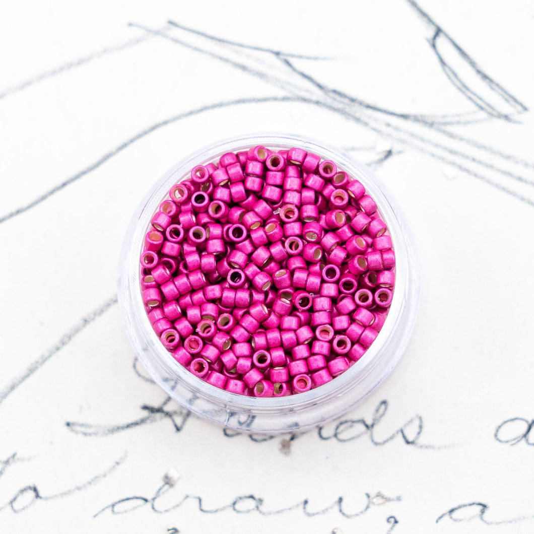 Hot Pink Galvanized Matte PermaFinish Aiko Seed Beads