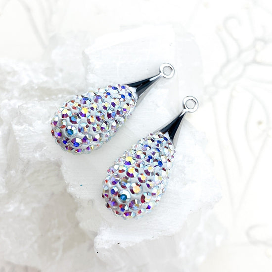 26mm White Premium Pave Charm Pair