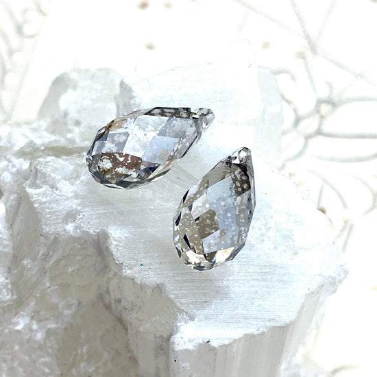 Silver Patina Briolette Drop Pair