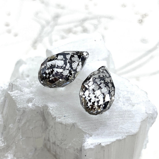 Jet Patina Briolette Drop Pair