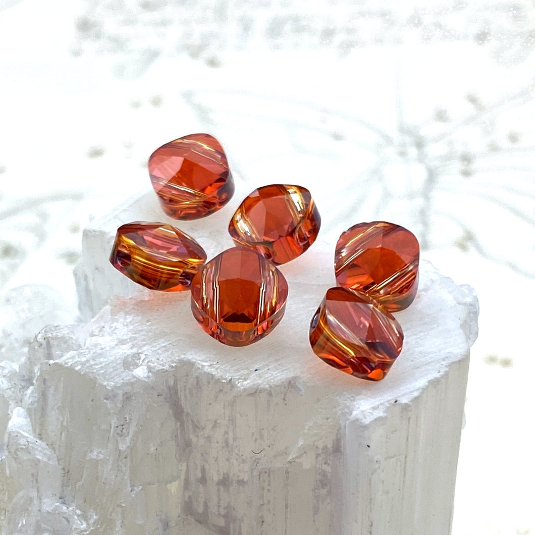Red Magma 2 Hole Square Premium Crystal Bead Set