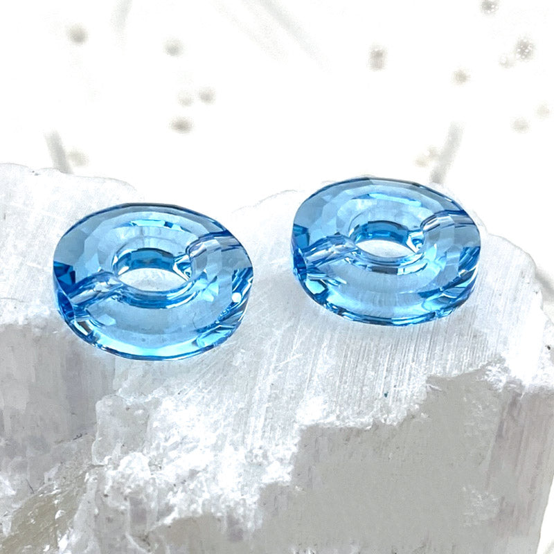 12mm Aquamarine Premium Crystal Ring Pair