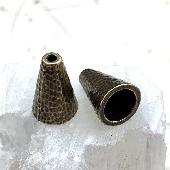 Hammered Brass Ox Bead Cap Pair