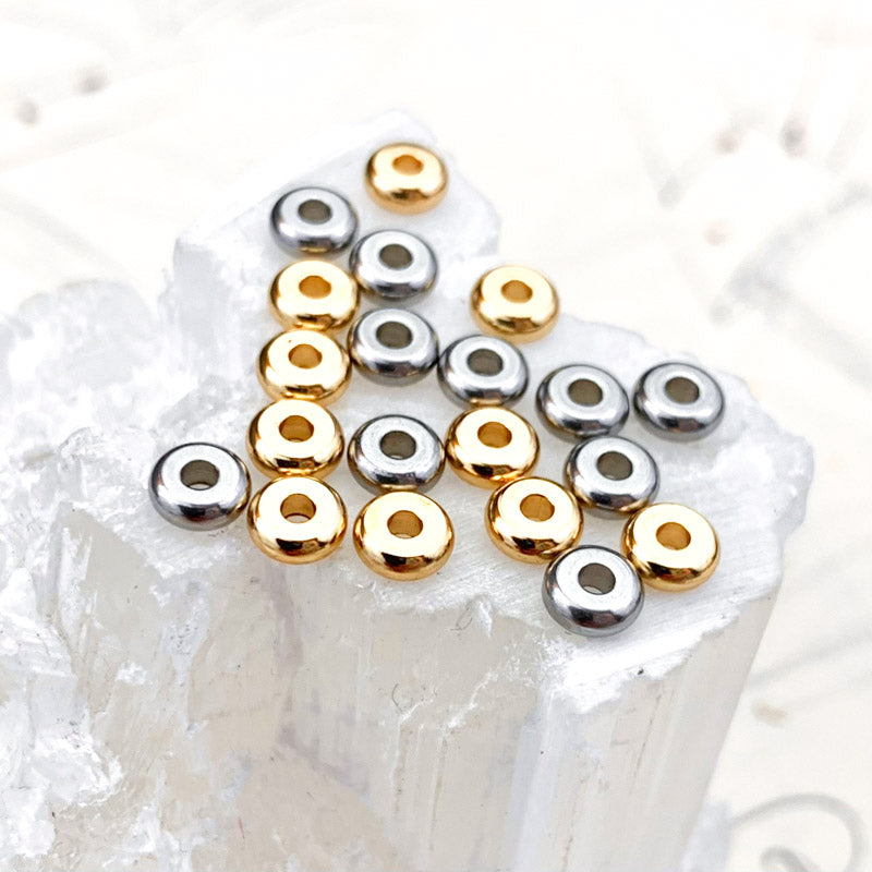 5x2mm Silver and Gold Disc Bead Mix for Leather