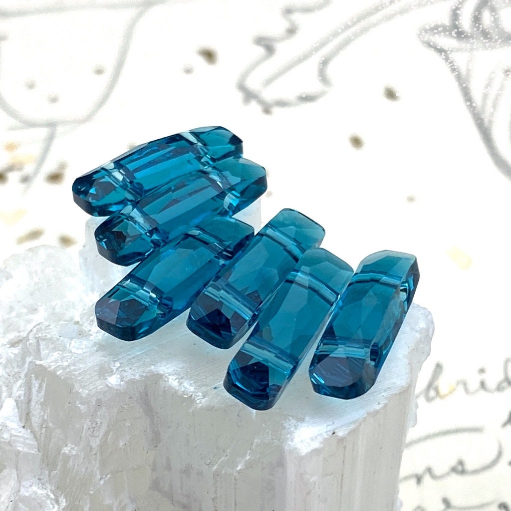  19x5mm Indicolite 2-Hole Column Beads - 6pcs