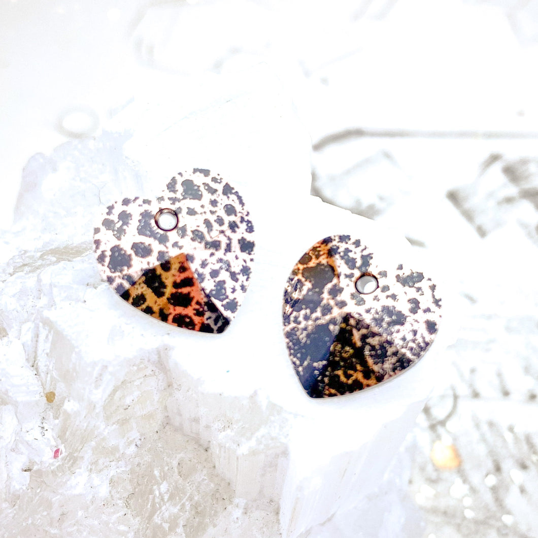 Discontinued! - 14.4x14mm Rose Gold Patina Jet Premium Crystal Heart Charm Pair