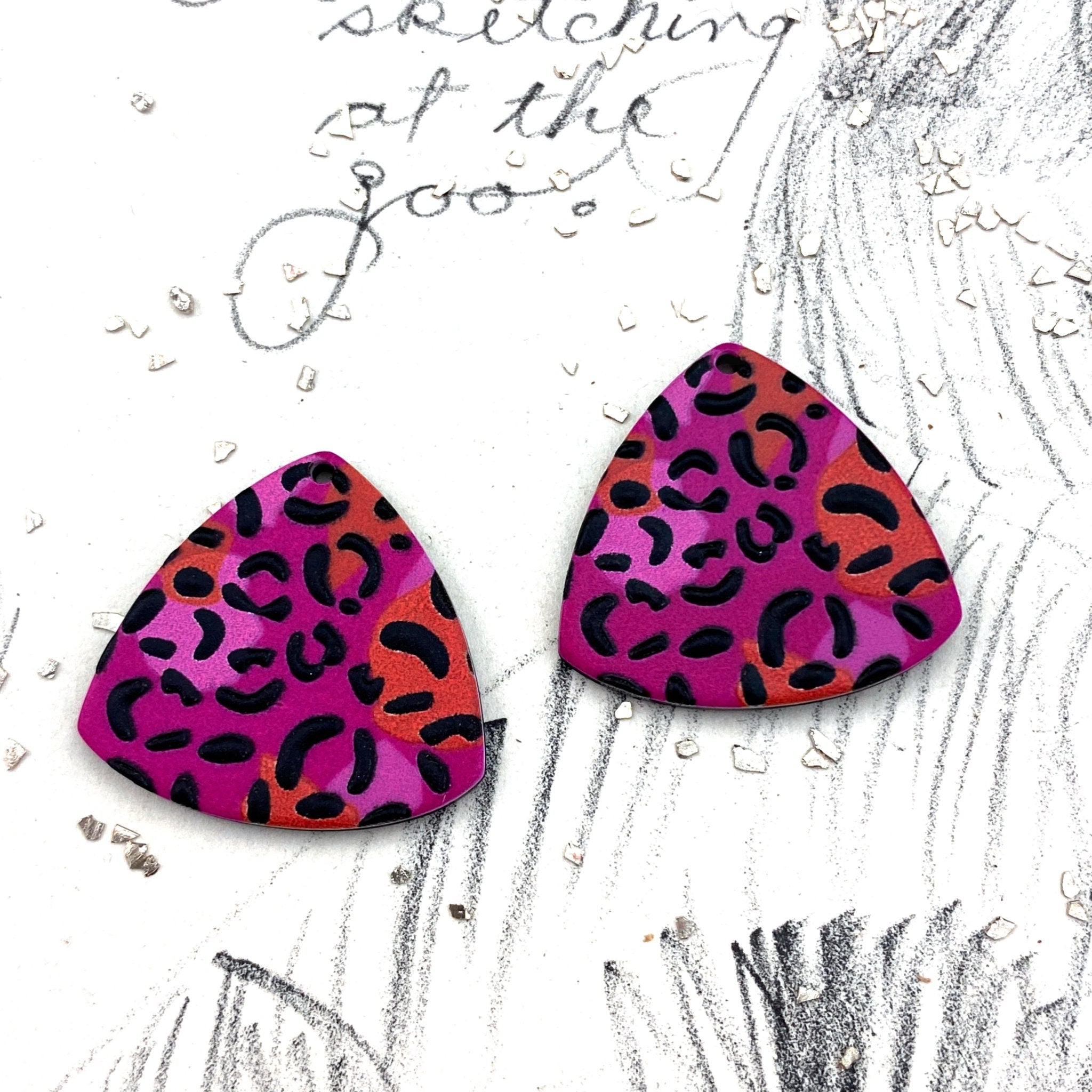 Wild Leopard Print 3D Printed Acetate Charm Pair 