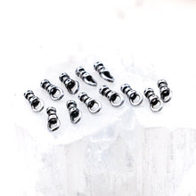 Load image into Gallery viewer, 1mm Antique Silver Crimp End with Loop for Leather - 12pcs
