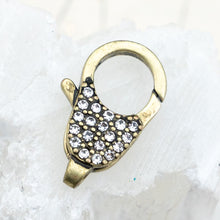 Load image into Gallery viewer, 21mm Pave Antique Brass Lobster Clasp
